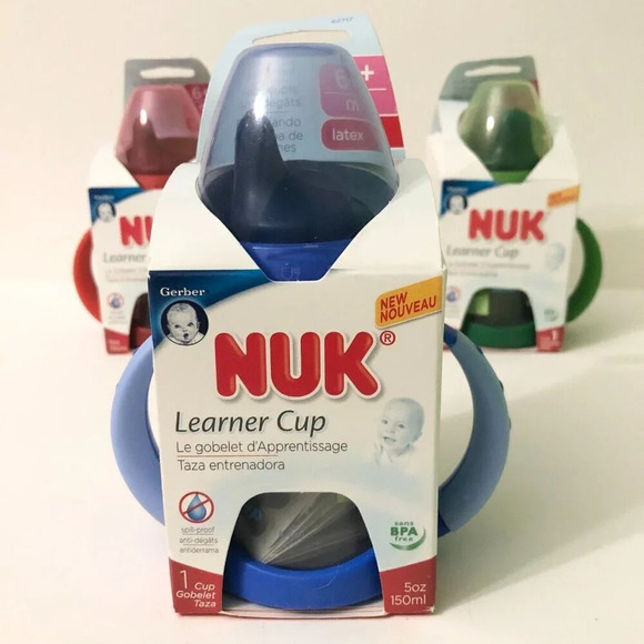 Lot of 3 Nuk Learner Cups Gerber 5 oz Soft Spout Spill  Proof - Picture 2 of 10